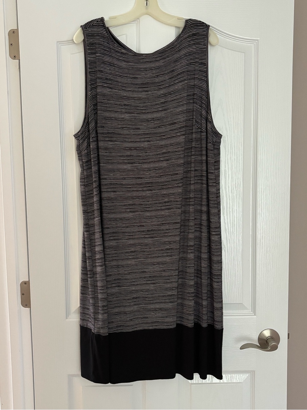 J. Jill Black and Gray Striped Midi Shift Dress